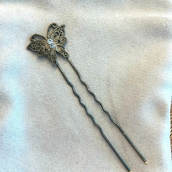 VINTAGE Butterfly 1900s Hair Pin Fork